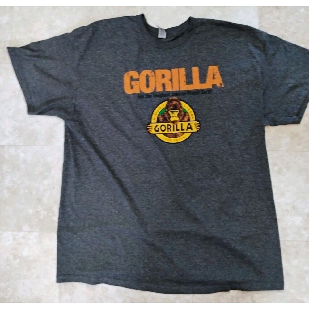 Gorilla Glue Brand Promo Graphic T-Shirt Gray Heather Gildan Heavy Cotton Sz XL